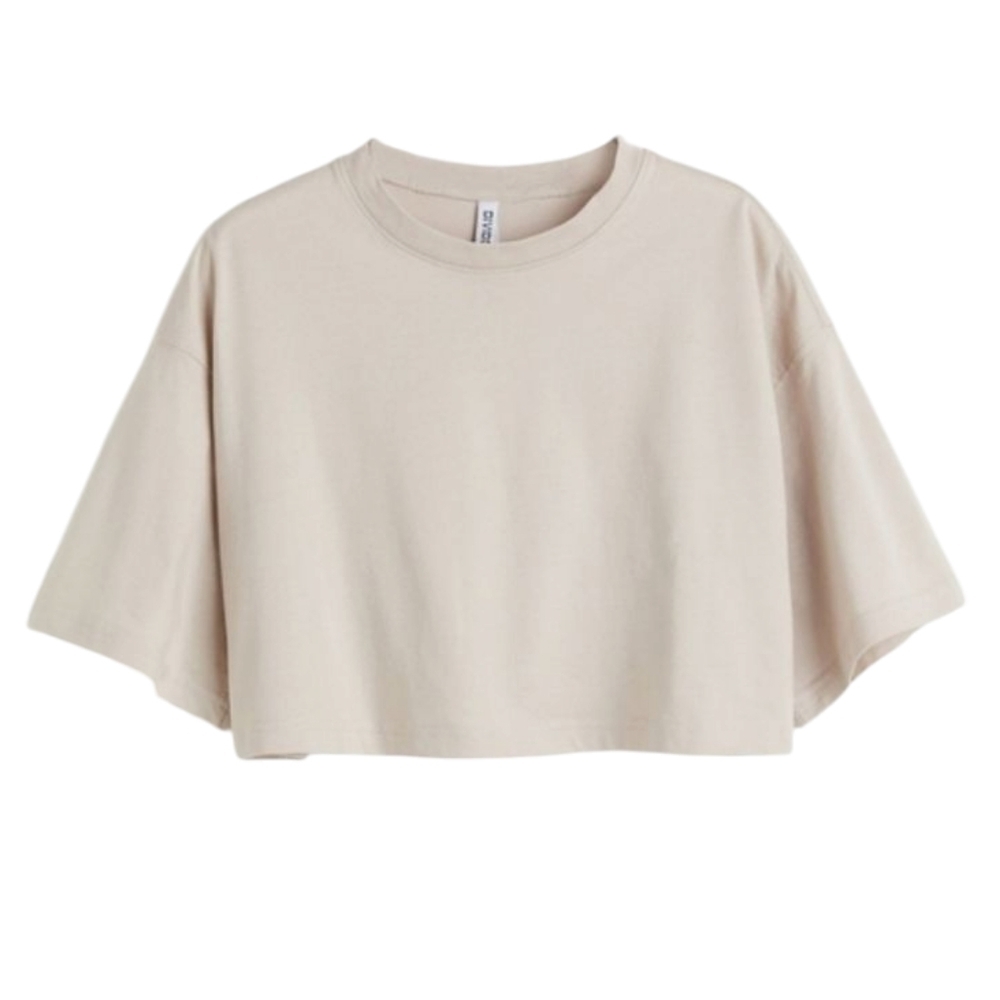 H&M Cropped Tee Shirt Beige